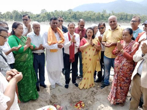 वराहक्षेत्रको दुर्वासा घाट व्यवस्थापन गरिने , शव दाह स्थलको शिलान्यास